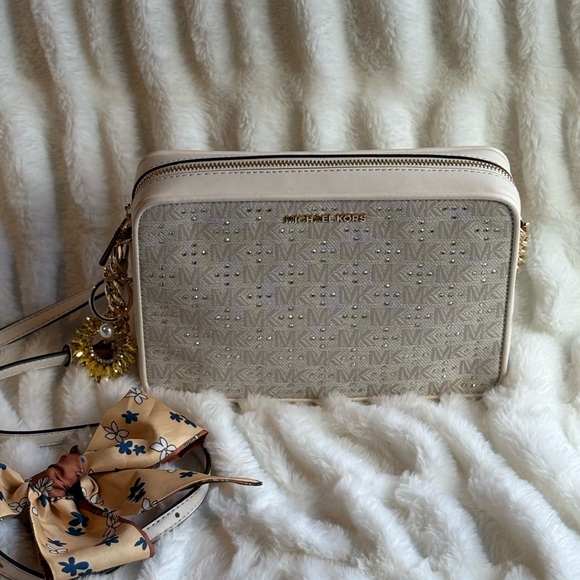 Michael Kors Handbags - Michael Kors Cream Monogram Crossbody Bag